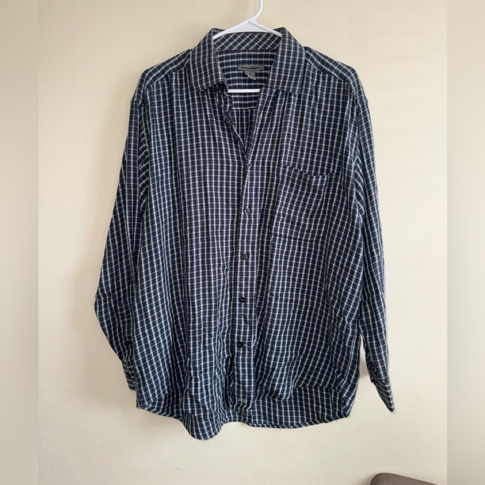 Johnston & Murphy Graph Check Pattern Button Down… - image 1